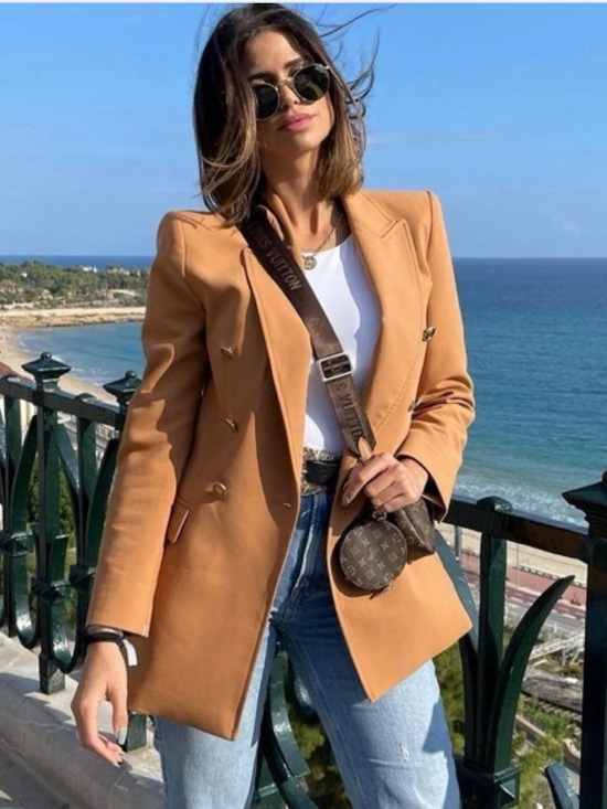 Zara Jackets & Blazers - ZARA Double Breasted Camel Blazer XS